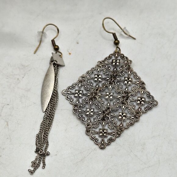 "5/$25" Mismatched Mixed Metal Dangle Earrings Sterling Brass Ear Hooks - Picture 4 of 6